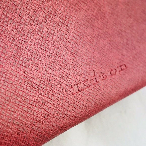 KITON Business Card Wallet Holder Red Leather Case - Picture 4 of 8